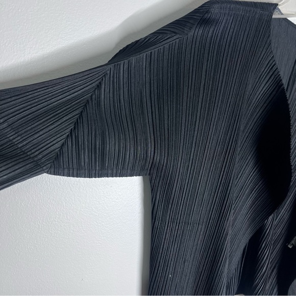 Pleats Please Issey Miyake Vintage Black Long Pleated Cardigan Jacket Japan Sz M - Picture 5 of 9